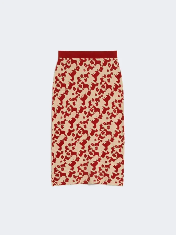Falda de hilo jacquard, roja Falda de hilo jacquard, roja