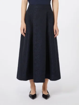 Falda de jacquard plisada, azul medianoche