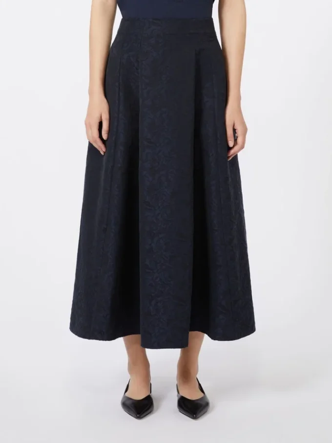 Falda de jacquard plisada, azul medianoche