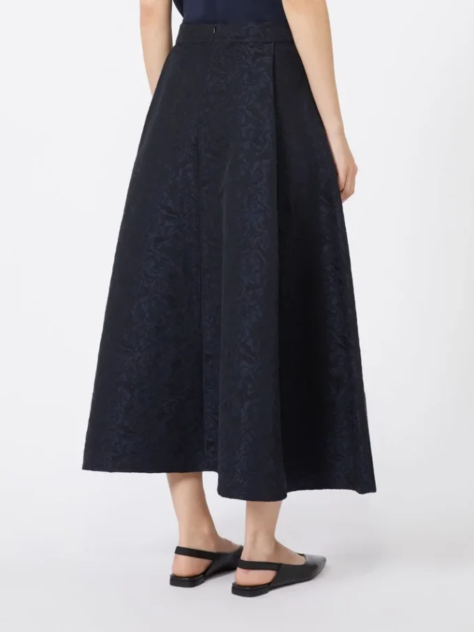 Falda de jacquard plisada, azul medianoche