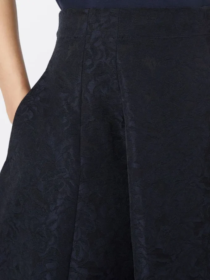 Falda de jacquard plisada, azul medianoche