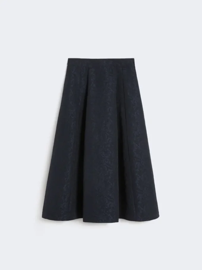 Falda de jacquard plisada, azul medianoche