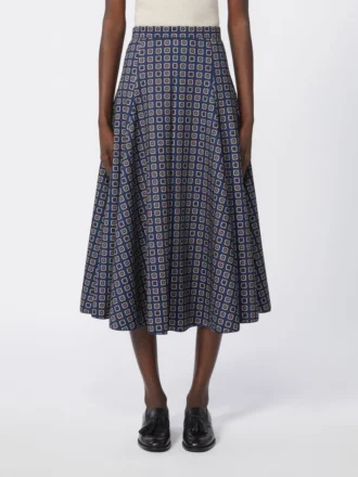 Falda de jersey estampada, azul marino