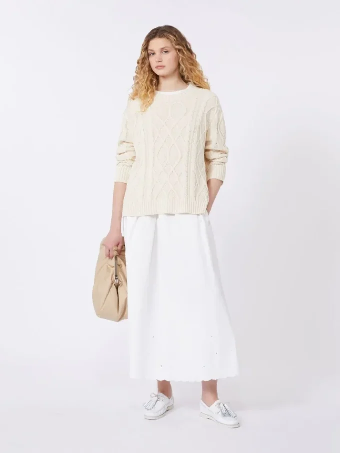 Falda de lona de algodón y lino, blanca Falda de lona de algodón y lino, blanca