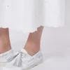Falda de lona de algodón y lino, blanca Falda de lona de algodón y lino, blanca