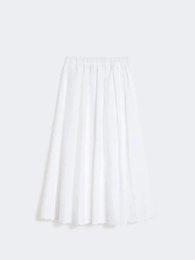Falda de lona de algodón y lino, blanca Falda de lona de algodón y lino, blanca