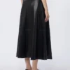 Falda de tejido recubierto, negra