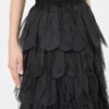 Falda larga con pétalos de organza de seda, negra Falda larga con pétalos de organza de seda, negra