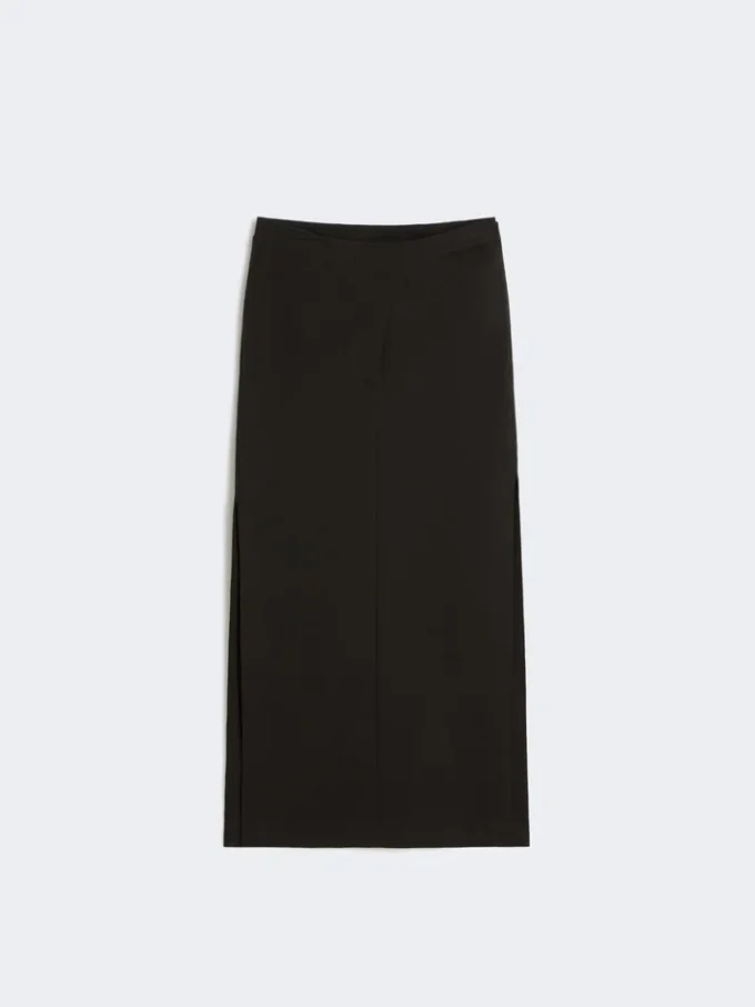 Falda larga de algodón, negra