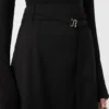 Falda larga de lana con cinturón, negra
