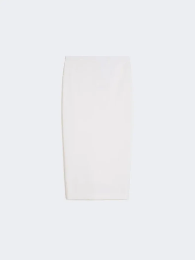 Falda lápiz de jersey técnico, blanco óptico Falda lápiz de jersey técnico, blanco óptico