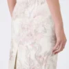 Falda lápiz de organza estampada y gabardina, blanca Falda lápiz de organza estampada y gabardina, blanca