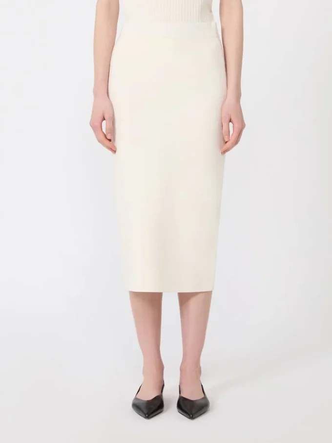 Falda lápiz de viscosa elástica, blanca Falda lápiz de viscosa elástica, blanca