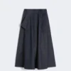 Falda midi de algodón con efecto denim, azul medianoche Falda midi de algodón con efecto denim, azul medianoche