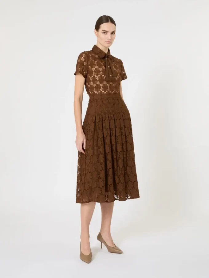 Falda midi de encaje, color chocolate Falda midi de encaje, color chocolate