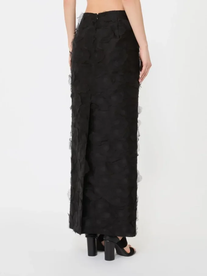 Falda midi de jacquard de seda, negra Falda midi de jacquard de seda, negra