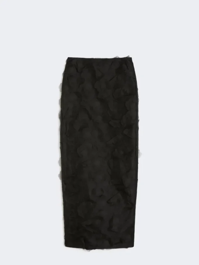 Falda midi de jacquard de seda, negra Falda midi de jacquard de seda, negra