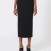 Falda midi de jersey de crepé compacto, negra Falda midi de jersey de crepé compacto, negra