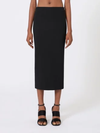 Falda midi de jersey de crepé compacto, negra
