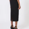Falda midi de jersey de crepé compacto, negra Falda midi de jersey de crepé compacto, negra