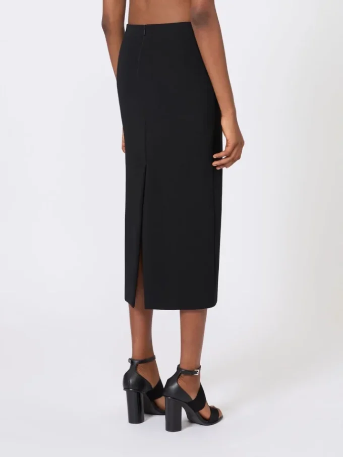 Falda midi de jersey de crepé compacto, negra Falda midi de jersey de crepé compacto, negra
