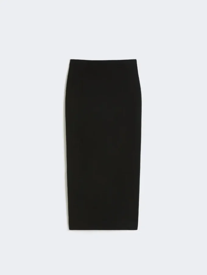 Falda midi de jersey de crepé compacto, negra Falda midi de jersey de crepé compacto, negra
