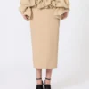 Falda midi de jersey de viscosa con volantes, color camel Falda midi de jersey de viscosa con volantes, color camel