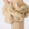 Falda midi de jersey de viscosa con volantes, color camel Falda midi de jersey de viscosa con volantes, color camel