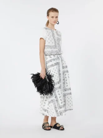 Falda midi de popelín de algodón, blanca