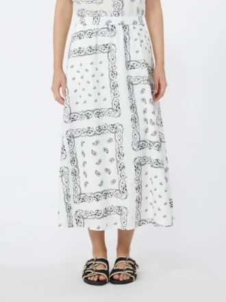 Falda midi de popelín de algodón, blanca