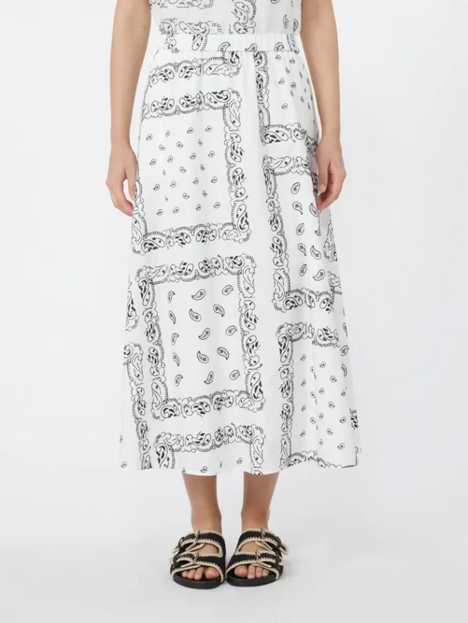 Falda midi de popelín de algodón, blanca Falda midi de popelín de algodón, blanca