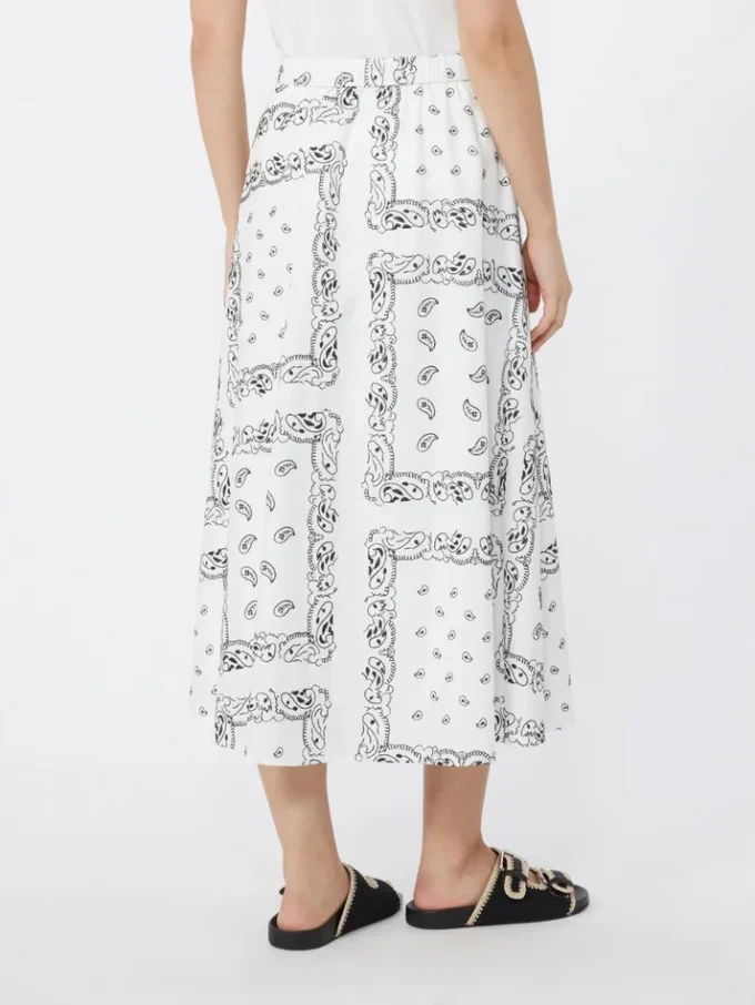 Falda midi de popelín de algodón, blanca Falda midi de popelín de algodón, blanca