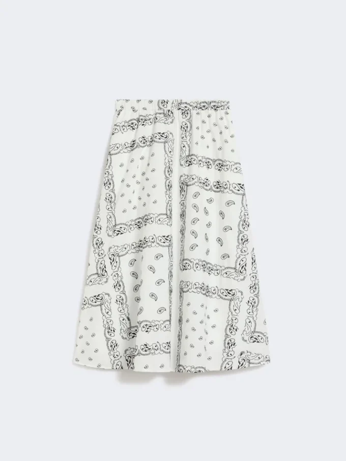 Falda midi de popelín de algodón, blanca Falda midi de popelín de algodón, blanca