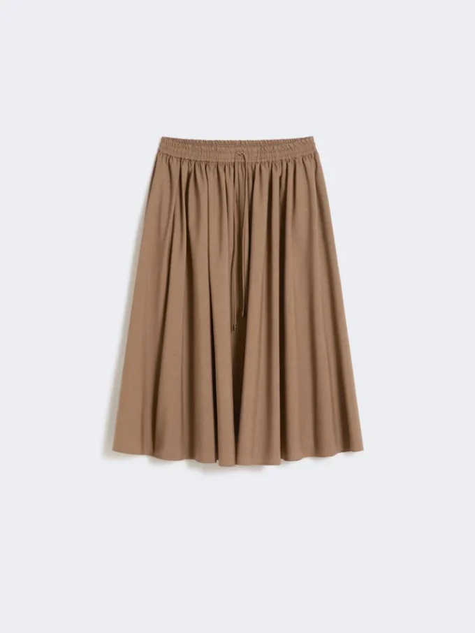 Falda midi de tejido de lana, color avellana Falda midi de tejido de lana, color avellana