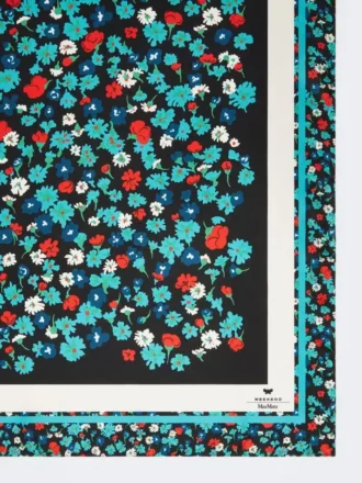 Fular de sarga de seda estampado, color marfil