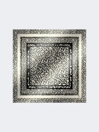 Fular de sarga de seda estampado, negro