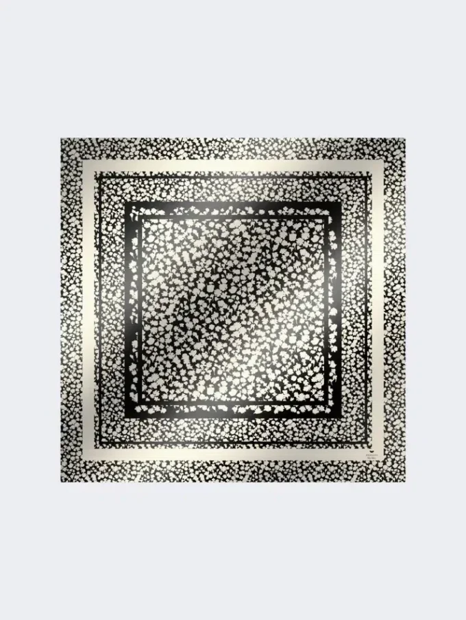Fular de sarga de seda estampado, negro Fular de sarga de seda estampado, negro