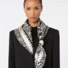 Fular de sarga de seda estampado, negro Fular de sarga de seda estampado, negro