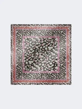 Fular de sarga de seda estampado, rosa