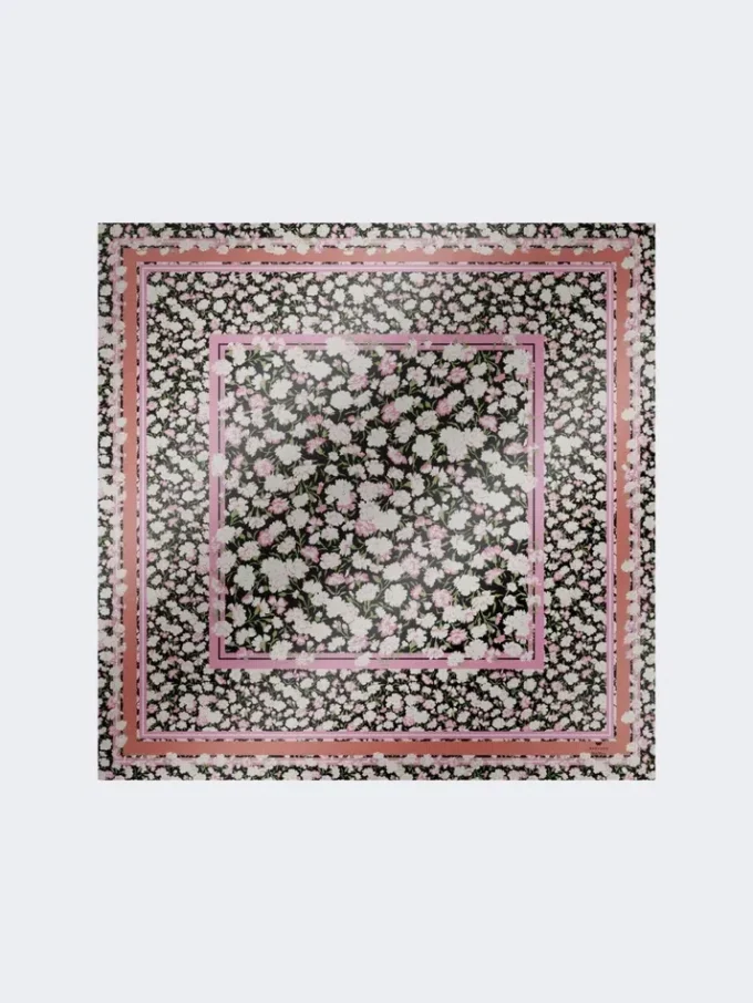 Fular de sarga de seda estampado, rosa Fular de sarga de seda estampado, rosa