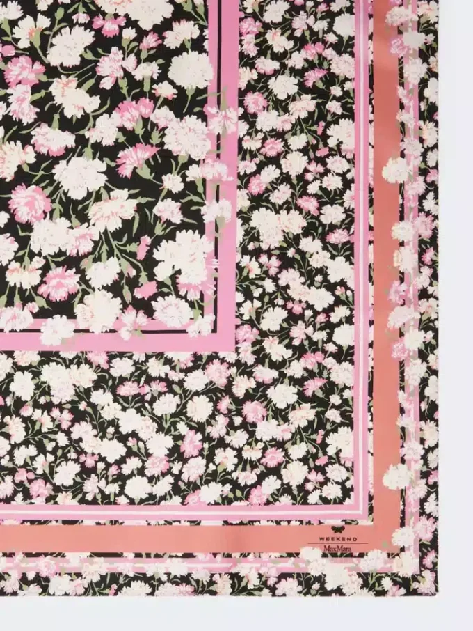 Fular de sarga de seda estampado, rosa Fular de sarga de seda estampado, rosa