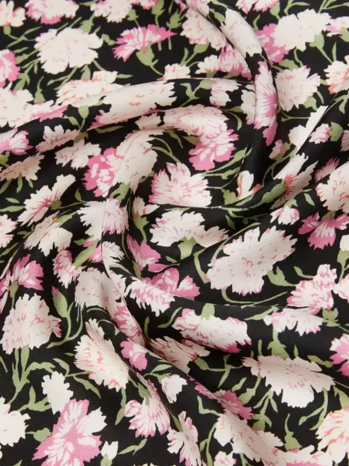 Fular de sarga de seda estampado, rosa Fular de sarga de seda estampado, rosa