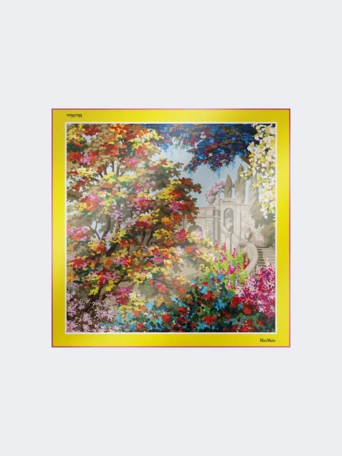 Fular de seda estampado, amarillo pálido Fular de seda estampado, amarillo pálido