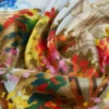 Fular de seda estampado, amarillo pálido Fular de seda estampado, amarillo pálido