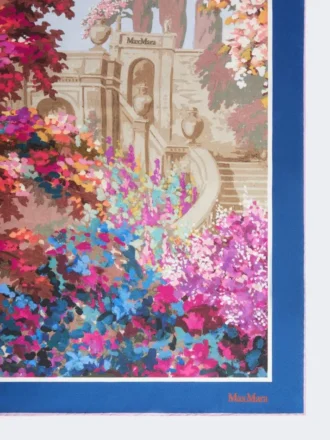 Fular de seda estampado, azul medianoche