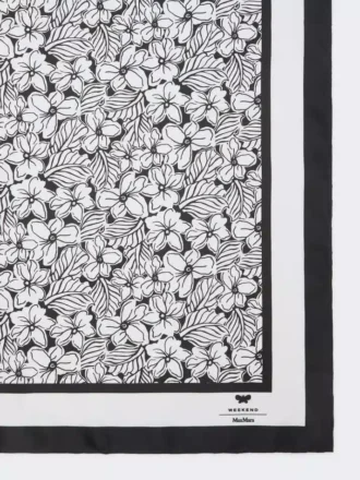 Fular de seda estampado, blanco óptico