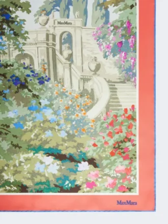 Fular de seda estampado, rosa antiguo