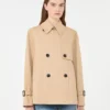 Gabardina corta de gabardina repelente al agua, color beige Gabardina corta de gabardina repelente al agua, color beige