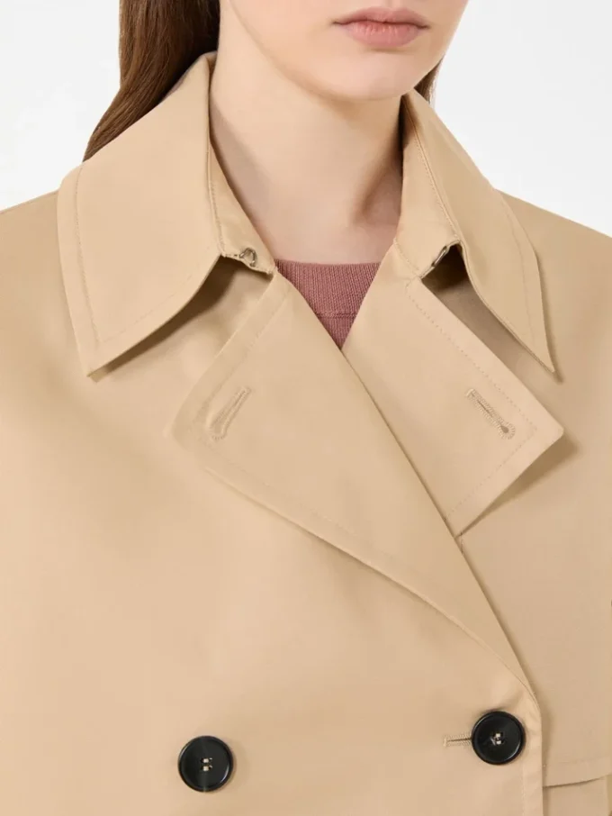 Gabardina corta de gabardina repelente al agua, color beige Gabardina corta de gabardina repelente al agua, color beige