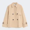 Gabardina corta de gabardina repelente al agua, color beige Gabardina corta de gabardina repelente al agua, color beige